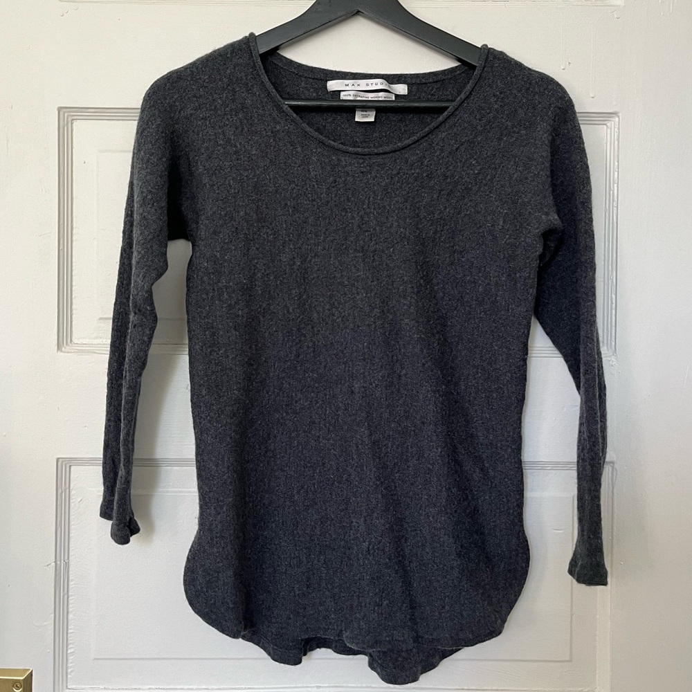 Max Studio Grey Merino Wool Sweater